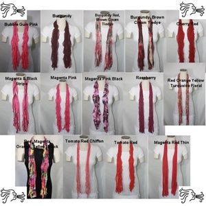 Red and Magenta Solid & Patterned Scarf Accessory
